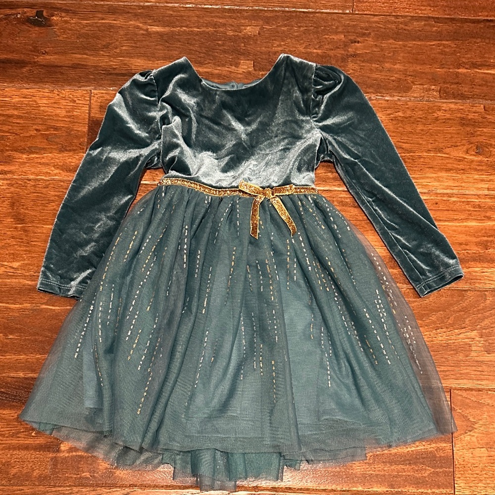 Zunie Green Velvet Kids Holiday Dress